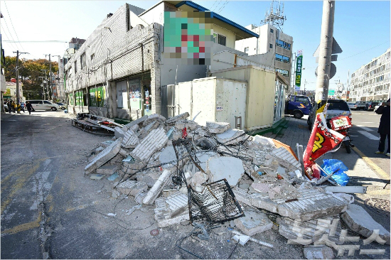 포항시 북구 흥해읍의 지진 피해현장 (사진=윤창원 기자/자료사진)