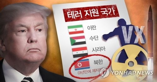트럼프, 북한 테러지원국 재지정 (PG) [제작 최자윤, 조혜인] 일러스트, 사진합성