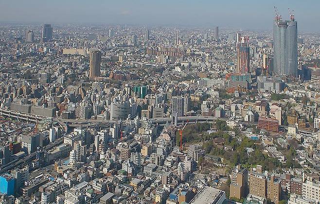 일본 도쿄 중심부 전경.