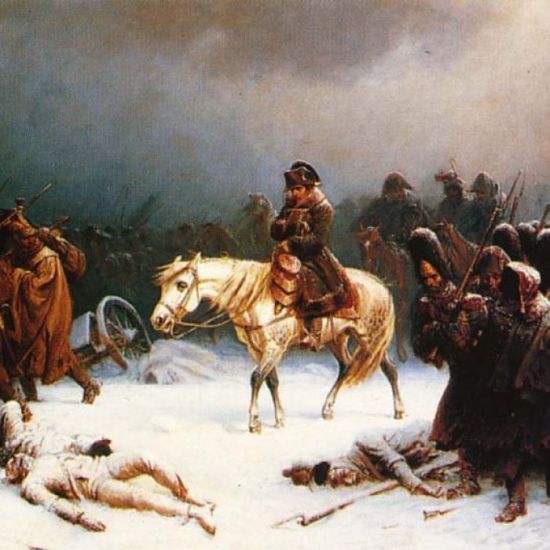 러시아원정에서 참패해 퇴각하는 나폴레옹을 묘사한 그림(사진=위키피디아)
