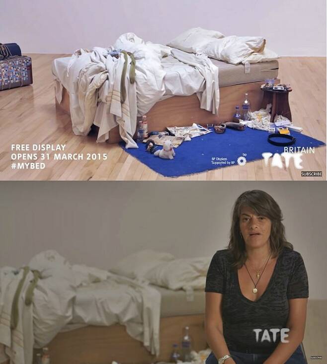 영국의 예술가 트레이시 에민의 '나의 침대' (사진=테이트 미술관 공식 유튜브 캡처)