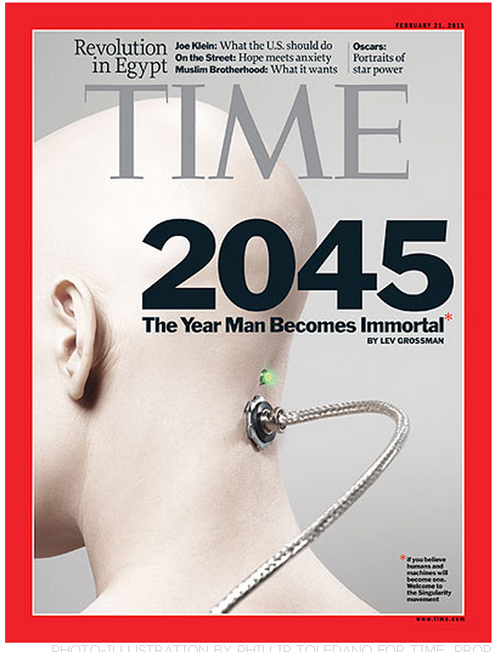 2045년에 인간은 영생을 얻는다는 커버스토리를 실은 2011년 타임지 표지/사진=타임