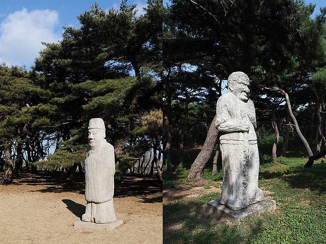 각각 한 쌍씩 마주보고 있다. 세련된 조각 수법이 인상적이다. ⓒ홍윤호
