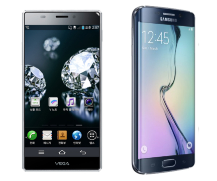 좌우 베젤을 극단적으로 줄인 두 스마트폰 (좌: 팬텍의 베가 아이언, 우: 삼성의 갤럭시S6 엣지) ⓒ각 제조사 홈페이지
