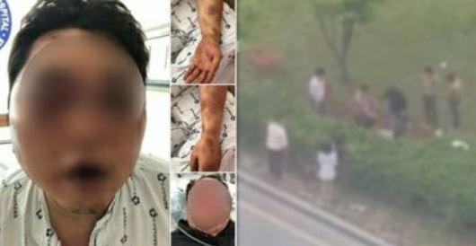 폭행 당한 A씨 모습(왼쪽), A씨가 폭행 당하는 장면이 찍힌 CCTV /사진=페이스북 캡처