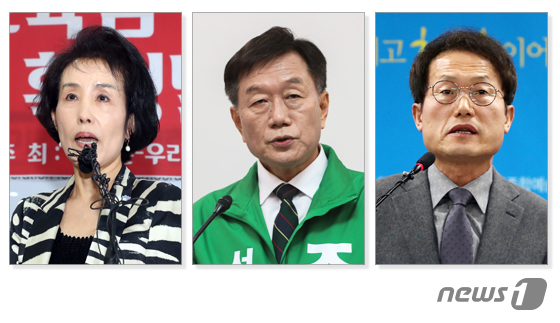서울시교육감 선거전이 3파전으로 확정됐다. 왼쪽부터 본후보로 등록한 박선영·조영달·조희연 후보.(가나다순)© News1 이은주 디자이너