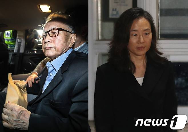 김기춘 전 청와대 비서실장(왼쪽)과 조윤선 전 정무수석. © News1