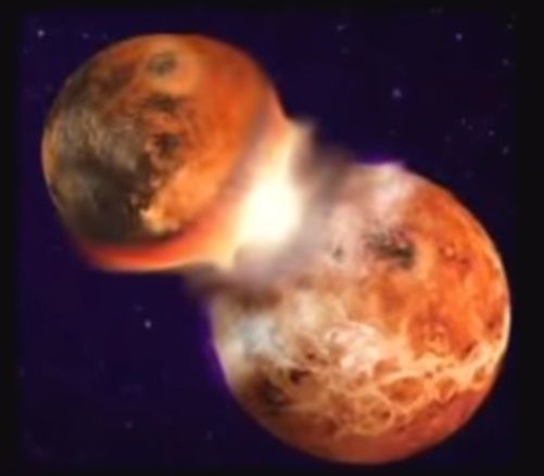 지구의 위성인 달은 원시 상태의 지구와 충돌해 탄생한 것으로 밝혀졌습니다. [사진=유튜브 화면캡처]