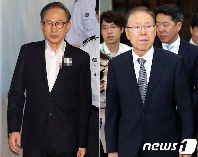 이명박 전 대통령(왼쪽)과 김백준 전 청와대 총무기획관.  © News1