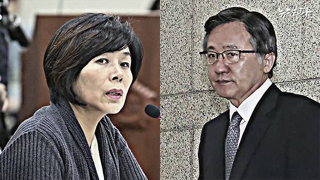 최민희 전 민주당 의원(왼쪽)과 김신종 전 사장