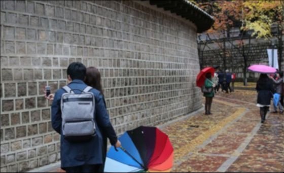 지난 7일은 가을 끝자락에서 맞는 입동(立冬) 절기였다. 시민들이 서울 정동길에서 비에 젖은 낙엽을 밟으며 걷고 있다. [중앙포토]