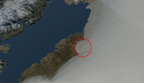 그린란드 북서단 히아와타 빙하 운석 충돌구 [출처: 덴마크 자연사박물관]