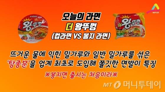 '왕뚜껑이 왜 봉지에서 나와?' 팔도가 왕뚜껑으로 봉지라면계도 접수 하려고 출시한 '더 왕뚜껑'.