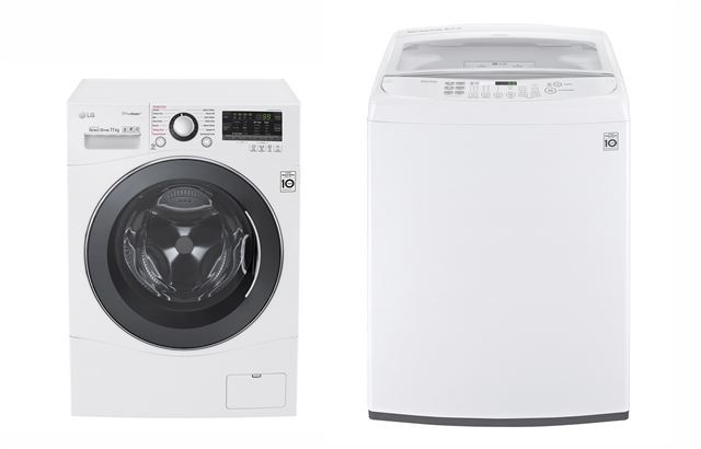 호주 유력 소비자잡지 초이스의 평가에서 1위에 오른 LG  드럼세탁기(왼쪽)와 통돌이세탁기. LG전자 제공