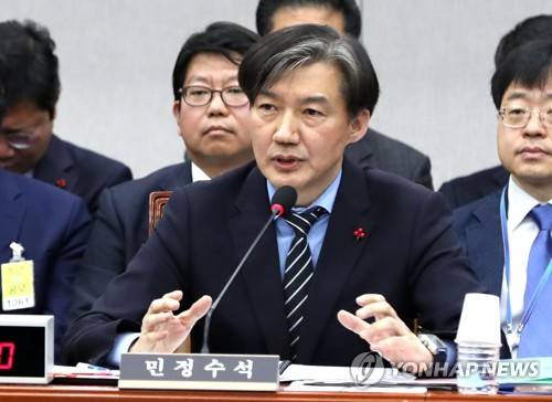 답변하는 조국 민정수석 (서울=연합뉴스) 최재구 기자 = 조국 청와대 민정수석이 31일 국회에서 열린 운영위원회에서 위원의 질의에 답하고 있다. jjaeck9@yna.co.kr
