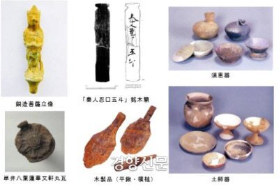 기쿠치성 저수지에서 출토된 유물들.|야노 유스케의 논문에서
