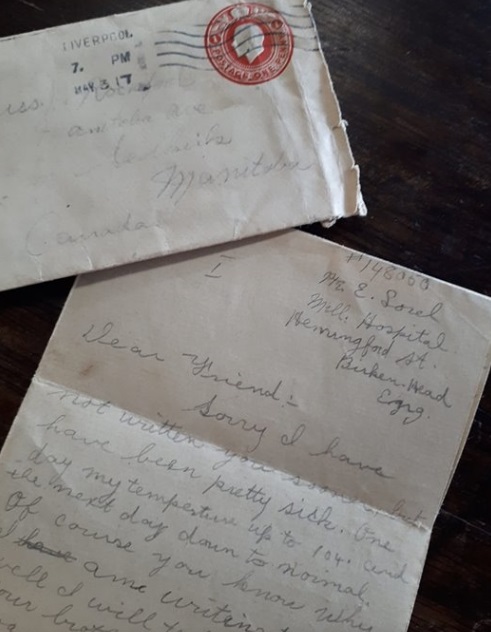 102년 전 캐나다 참전 병사가 쓴 편지 [프레리 피커스 카페 페이스북 캡처]
