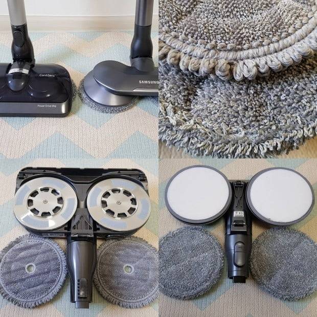 물걸레 기능은 LG 코드제로 A9(왼쪽 아래)와 삼성 제트(오른쪽 아래)에만 있었다. LG 코드제로 A9은 흡입과 물걸레가 동시에 되면서도 걸레가 마르지 않도록 자동으로 물을 공급했다. 반면 삼성 제트는 오롯이 물걸레 기능만 있었다. 2주간 사용한 결과 두 제품의 차이가 피부로 와닿을 정도로 크지 않았다. LG 코드제로 A9의 물걸레가 기대만큼 우수하지 않았다는 의미다.