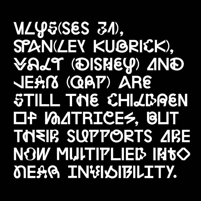 칼 나브로가 디자인한 리노체(계간그래픽 16호 부록 ‘더 새로운 알파벳, Newer Alphabets’ 견본집에서).