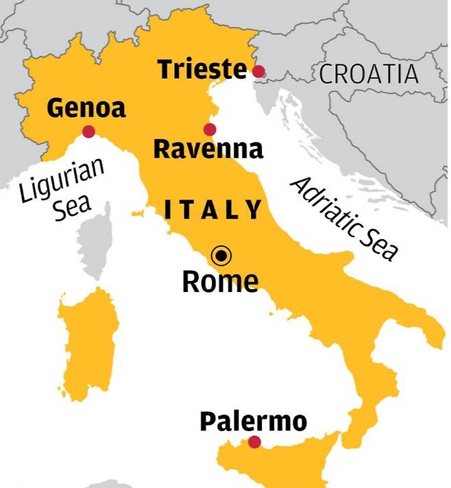 이탈리아가 중국에 개방하는 4대 항구 - 구글 갈무리