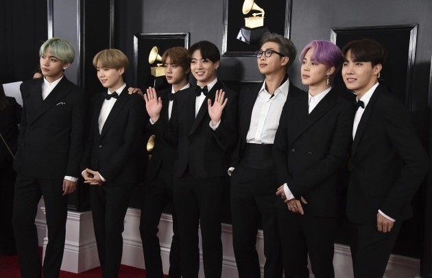 BTS arrives at the 61st annual Grammy Awards at the Staples Center on Sunday, Feb. 10, 2019, in Los  Angeles. AP연합뉴스