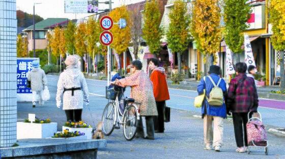 일본 사이타마현 하토야마 뉴타운의 노인들이 인근 상가를 지나고 있다. [중앙포토]