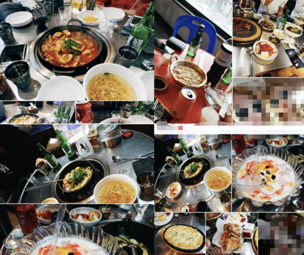 생후 7개월 아이가 홀로 방치된 것으로 알려진 지난달 25일부터 28일까지 친모 C양의 페이스북에 올라온 술자리 사진. /페이스북 캡처