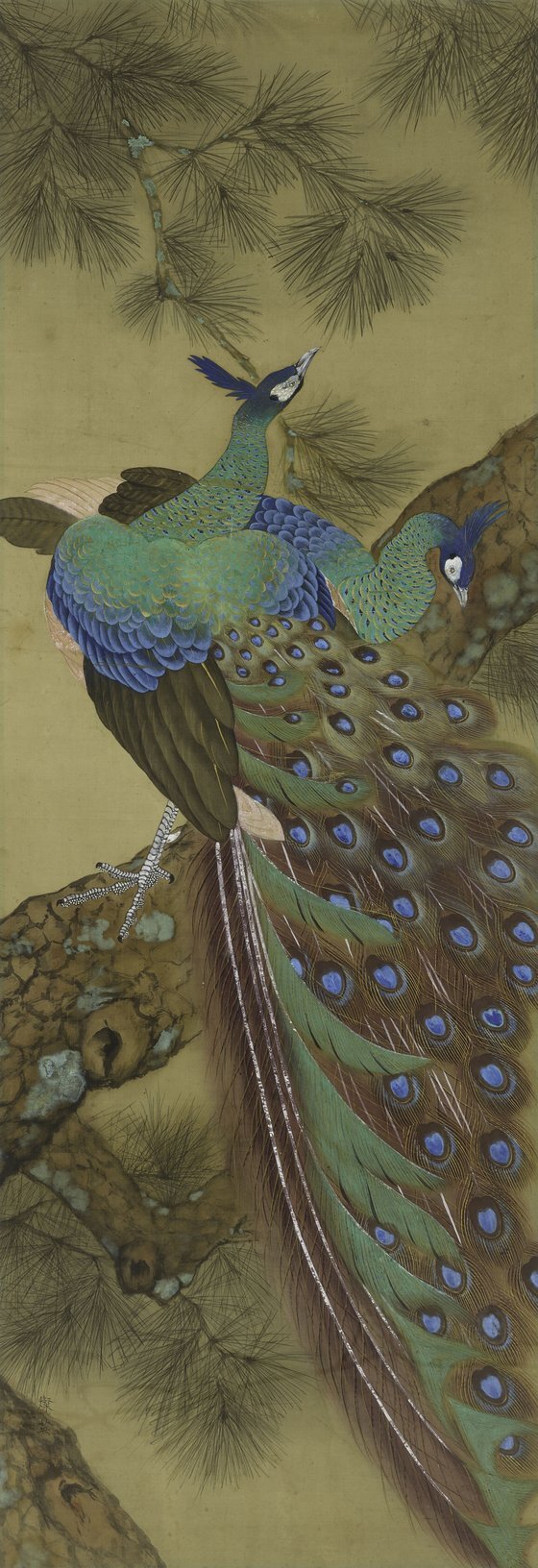 정찬영, '공작'(1935, 비단에 채색, 144x49.7cm, 국립현대미술관 소장).[사진 국립현대미술관]