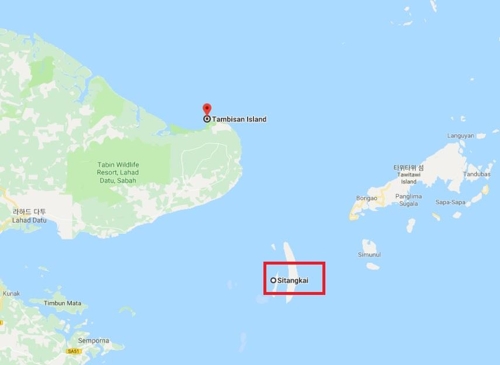 말레이시아 탐비산 해역과 필리핀 시탕카이섬 [구글맵]