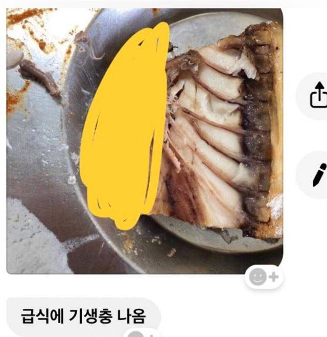 학교 급식으로 나온 삼치구이에서 고래회충이 발견됐다는 내용의 글이 지난 21일 사회관계망서비스(SNS)에서 확산됐다. 페이스북 캡처