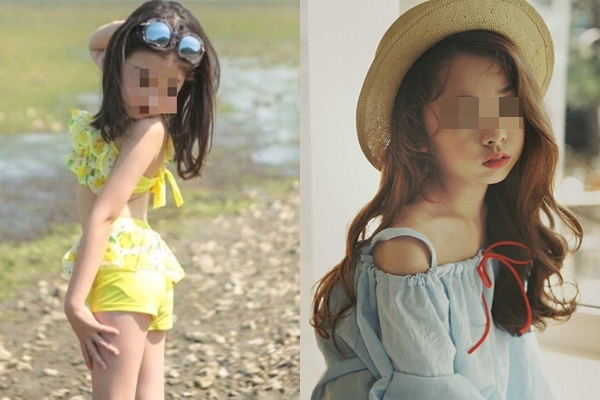인터넷 쇼핑몰에 올라온 아동 모델 사진. 짙은 화장한 모습이다. /사진=온라인 커뮤니티