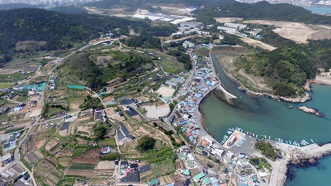 하늘에서 본 기장죽성리왜성 전경