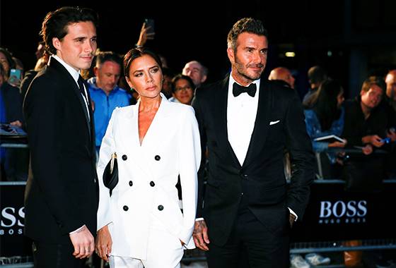 (왼쪽부터 순서대로)브루클린 베컴, 빅토리아 베컴, 데이비드 베컴/사진=로이터