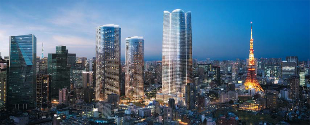 도쿄 미나토구 도라노몬, 아자부다이, 롯폰기 일대에 2023년 새로 들어설 일본 최고(最高)층 빌딩 예상도. 이곳에는 오피스는 물론 도쿄타워가 보이는 고급 주택 및 호텔, 상업·문화 시설 등이 들어설 예정이다. /모리빌딩 제공