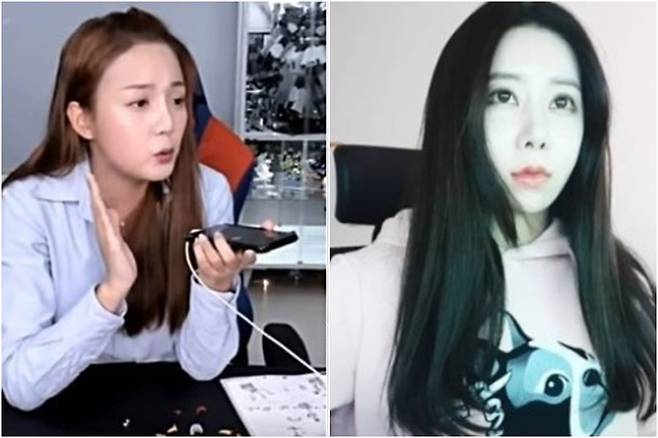 ▲ 강은비(왼쪽)와 하나경이 인터넷 방송에서 설전을 펼쳤다. 강은비 인터넷 방송화면 캡처, 하나경 인터넷 방송화면 캡처