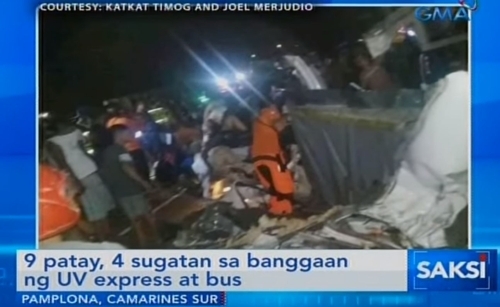 필리핀서 버스-승합차 충돌…9명 사망 [GMA 뉴스 영상 캡처]