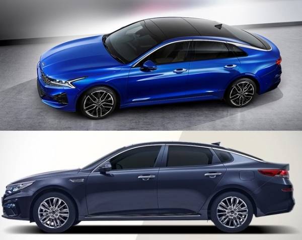 기아차 '3세대 K5 풀체인지' (상), 2세대 'K5' (하)