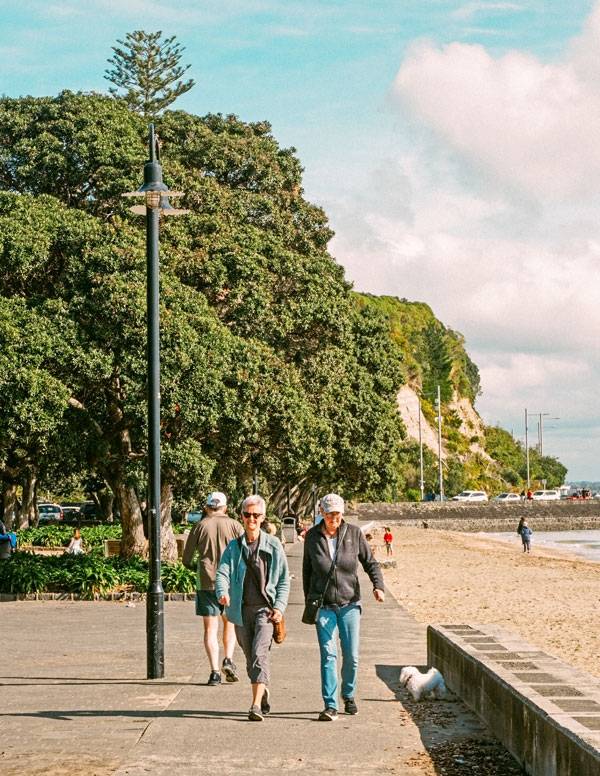 미션 베이에서 여유로운 주말을 보내는 현지인들