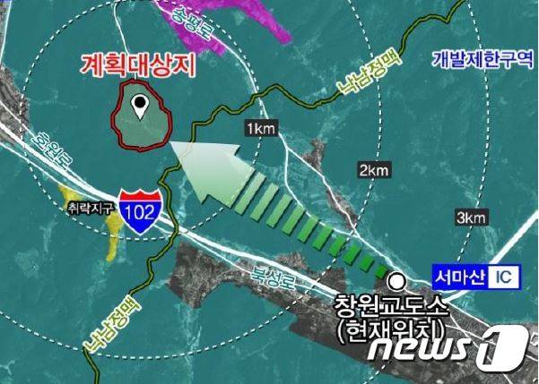 ‘창원교도소 이전사업’ 위치도(창원시 제공)2019.12.6.© 뉴스1