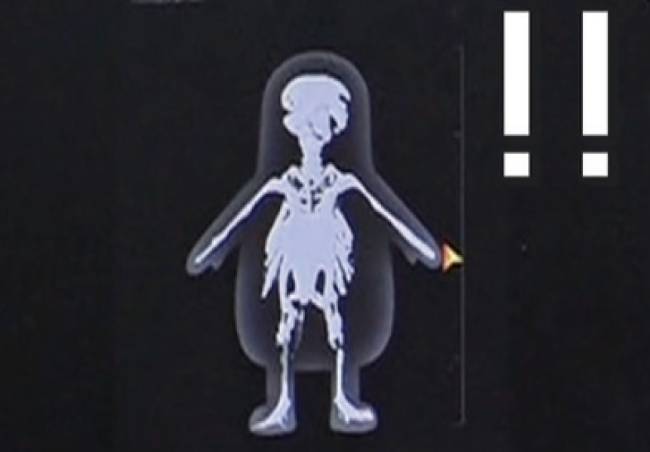 EBS가 운영하는 유투브 채널 ′자이언트 펭TV′ 에서 펭수가 공개한 자신의 X선 사진. 사진에서는 다리가 곧게 펴져 있지만, 사실 펭귄의 다리는 직각에 가깝게 꺾인 형태다. EBS 제공