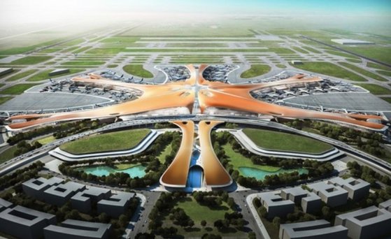 2019년 9월 개장한 세계최대 규모의 베이징 신공항. [사진 민항자원망]