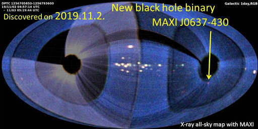 지난해 11월 2일 국제우주정거장(ISS) 일본실험모듈(JEM)의 천체X선관측기인 맥시(MAXI·Monitor of All-sky X-ray Image)에서 새로운 블랙홀을 발견했다.(사진=MAXI)
