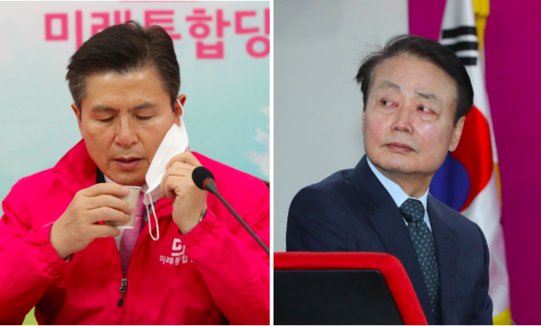 미래통합당 황교안 대표(왼쪽)과 미래한국당 한선교 대표/연합뉴스