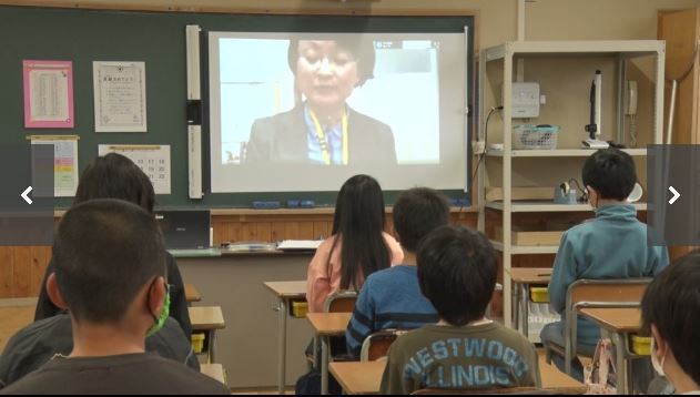 지난 13일 일본 미에현 한 초등학교에서 열린 온라인 개학식. 미에테레비 캡처