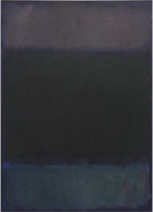 무제(1955). 마크 로스코(1903∼1970)는 대개 두세 개의 색채를 대형 캔버스에 넓게 칠하는 색면화가로, 미국 미술이 전 세계에 알려지게 된 추상표현주의의 일원이지만, 유독 정적인 화면과 종교적인 느낌을 추구한 것으로 유명하다.
