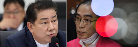 김병기 더불어민주당 의원(왼쪽)과 태영호 미래통합당 당선인(사진=연합뉴스).