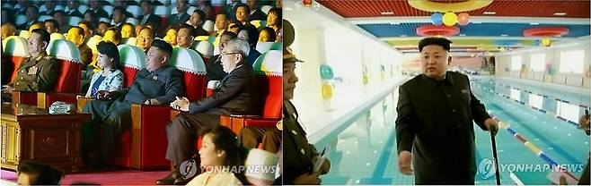 과거 40일만에 지팡이 짚고 재등장한 김정은 (서울=연합뉴스) 김정은 북한 국무위원장은 2014년에도 40일간 공개석상에 두문불출해 건강이상설이 제기된 바 있다. 실제로 당시엔 국가정보원이 김 위원장이 발목의 물혹 제거 수술을 받았다고 밝힌 바 있다. 그러나 이번에 20일만에 공개된 사진에서는 마지막 공개활동인 노동당 정치국 회의 주재 당시와 외관상으로 큰 변화가 없는 것으로 추정된다.   사진 왼쪽은 2014년 9월 4일 북한 매체가 보도한 김 위원장 부부의 모란봉악단 신작음악회 관람 사진(행사 날짜는 9월 3일)이며, 오른쪽은 40일 만인 같은해 10월 14일 북한 매체가 김 위원장의 위성과학자주택지구 현지시찰 소식을 전하며 공개한 사진으로, 지팡이를 짚고 앉아있거나 걷는 모습의 사진이 여러 장 실렸다. 2020.5.2 [국내에서만 사용가능. 재배포 금지. For Use Only in the Republic of Korea. No Redistribution]      nkphoto@yna.co.kr