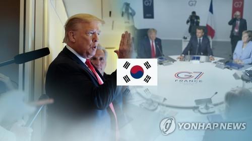 G7 확대 의사 표명한 트럼프 [연합뉴스 TV 제공. 재판매 및 DB 금지
