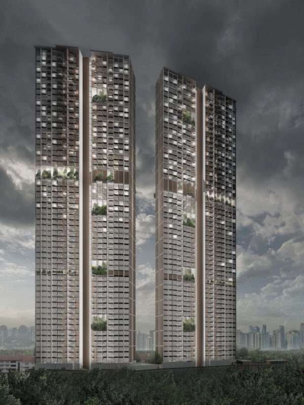 세계에서 가장 높은 조립식 초고층 건물의 완공 예상 모습. 건설사 ADDP에서 싱가포르에 짓고 있으며, 2023년 완공을 목표로 하고 있다./ADDP Architects