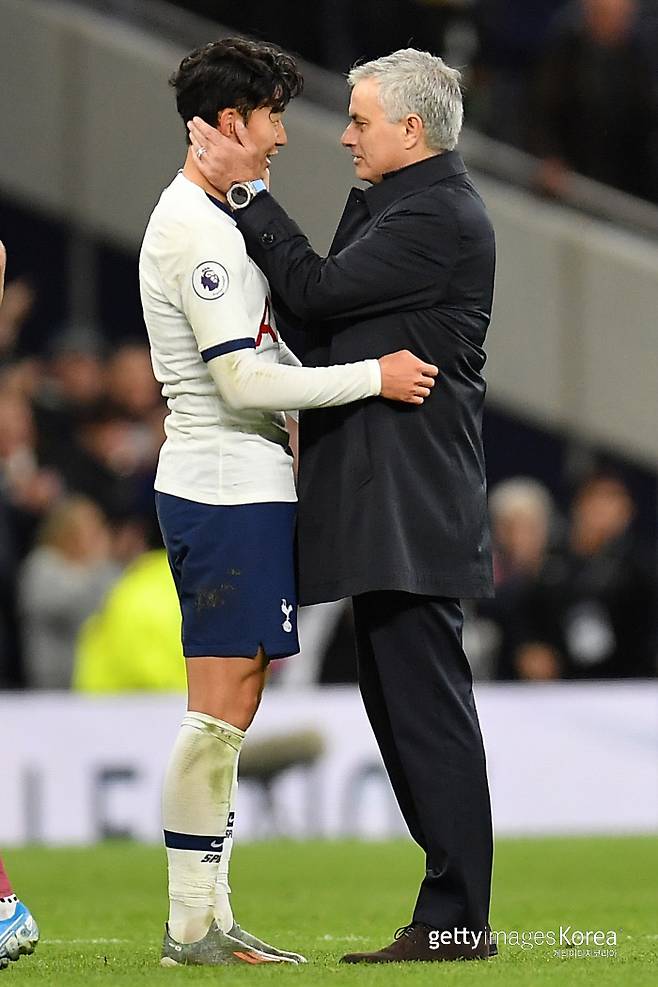 토트넘 손흥민과 조세 무리뉴 감독. 게티이미지코리아